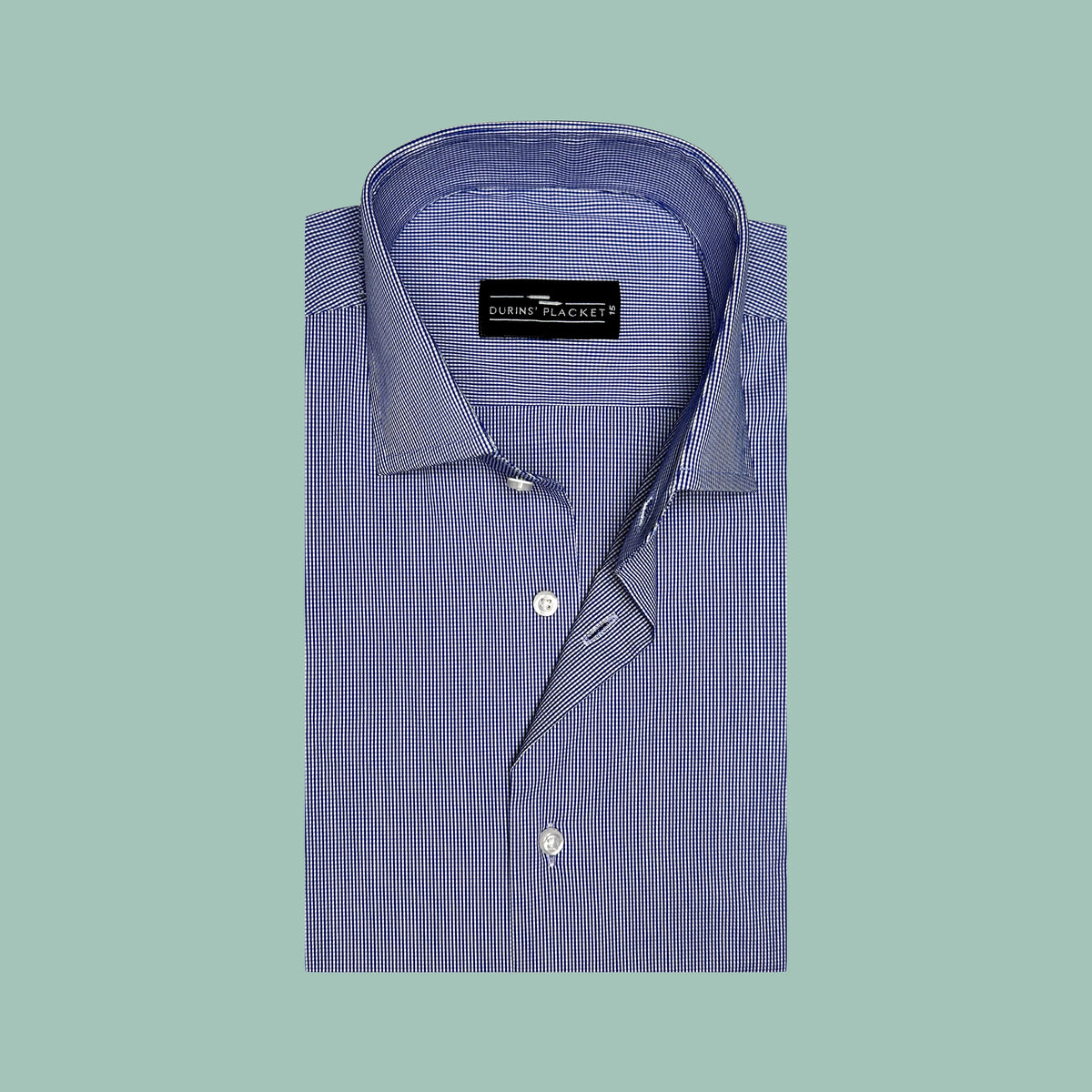 BROOKLYN BLUE MICRO CHECKS - Durins Placket