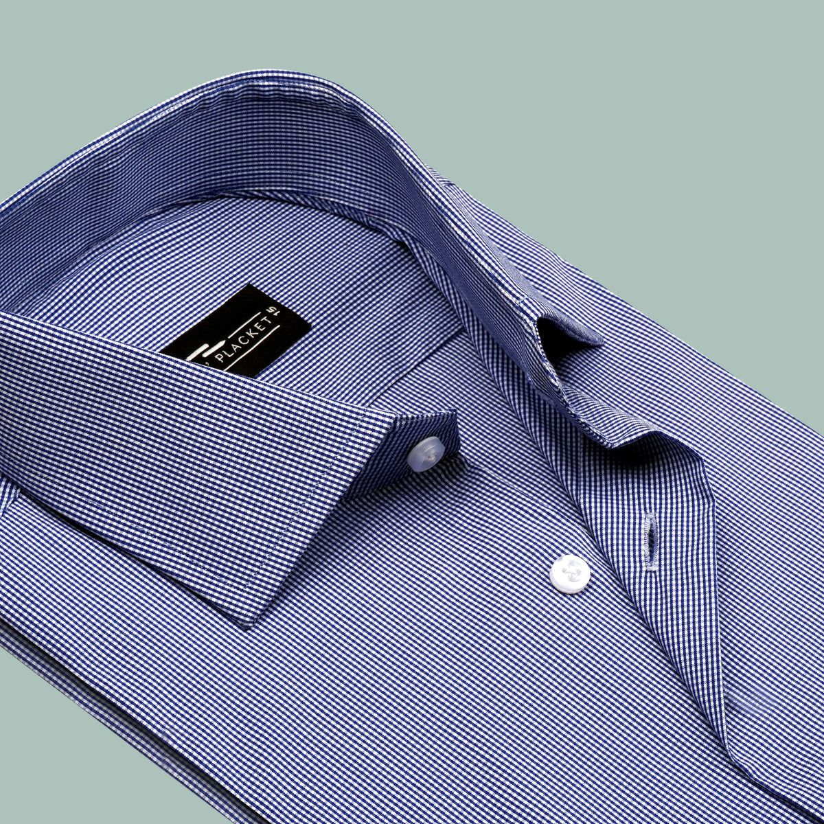 BROOKLYN BLUE MICRO CHECKS - Durins Placket