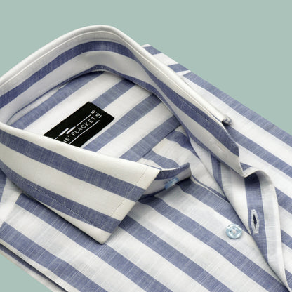 IRISH LINEN BOLD BLUE STRIPES