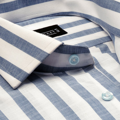 IRISH LINEN BOLD BLUE STRIPES